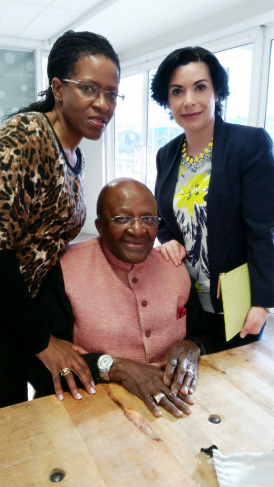 Naledi Copenhagen's Mary Sini meeting Archbishop Desmond Tutu and his daughter Mhpo Tutu